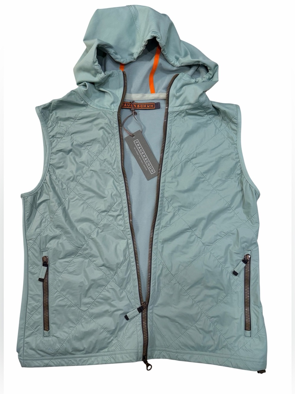 Frauenschuh Sidney QNP Limited Edition Aqua Hooded Quilted Vest Size 3 NWT